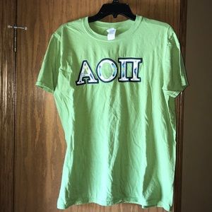 Green AOII stitched T-shirt